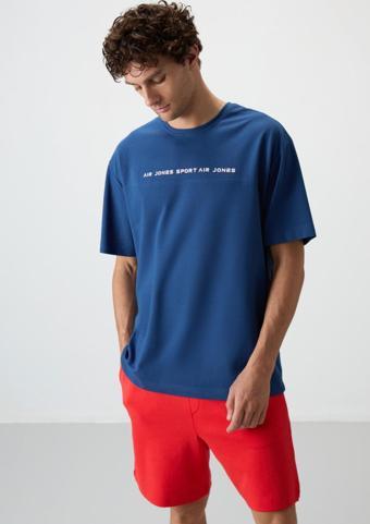 Parlament Pamuklu Kalın Yüzeyi Dokulu Oversize Fit  Baskılı Erkek T-Shirt - 88371