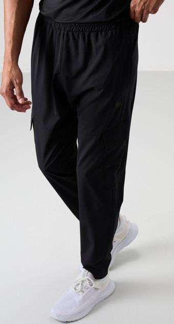 Siyah Polyester İnce Yumuşak Comfort Fit Erkek Eşofman Alt - 82121