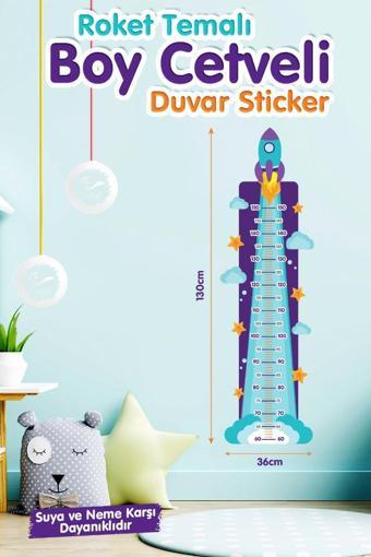 Roket Temalı  Boy Cetveli Çocuk Odası Sticker Anaokul Kreş Sticker-T1194