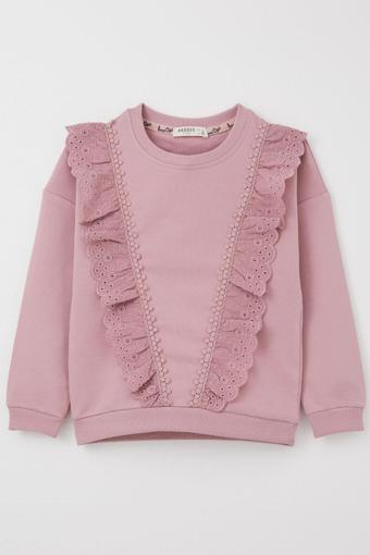 Breeze Kız Çocuk Sweatshirt Güpürlü 1.5-5 Yaş, Gülkurusu