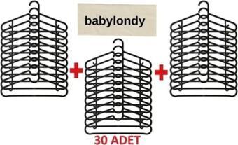 Babylondy Elbise Askısı Fular Askısı Gömlek Tişört Askısı Kırılmaz 30 Adet Set Siyah