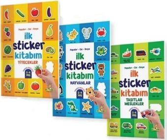 Yükselen Zeka Ilk Sticker Kitabım 2-4 Yaş Yapıştır-Çiz-Boya -Taşıtlar-Hayvanlar-Yiyecekler-3 Kitap