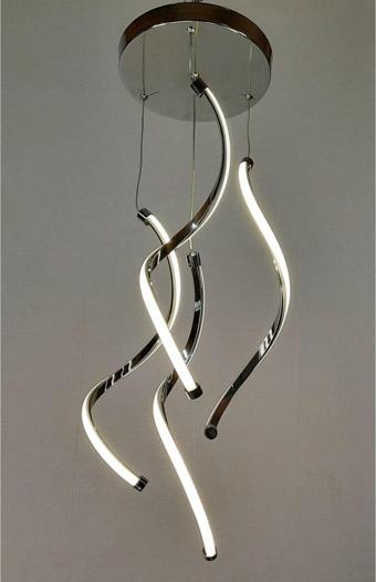 Özçelikler Burgulu Daire Modern Sarkıt Krom 4'Lü Led Avize