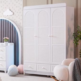 Gardırop, Perla 3 Kapaklı Çekmeceli Dolap - Beyaz