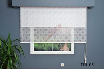 Hlmstor Çift Mekanizmalı Tül Stor Perde Tul-05 Spiral Desen Alüminyum Kasalı Etekli Veya Eteksiz
