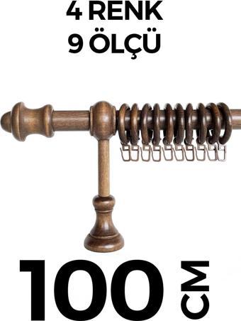 Hlmstor Ahşap Rustik Perde Askısı Ceviz Koyu Kahve Raysız 100 Cm
