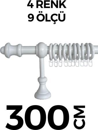 Hlmstor Ahşap Rustik Perde Askısı Beyaz Raysız 300 Cm