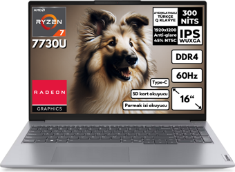 Lenovo ThinkBook 16 G6 R7-7730U 8GB 256 GBSSD Radeon Graphics 16" WUXGA Freedos Notebook 21KK000WTRHMF21