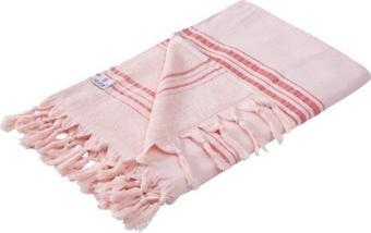 Sevim Pembe Çizgili Havlu Peştemal - Pamuklu Ve Yüksek Su Emici - 90X170 Cm