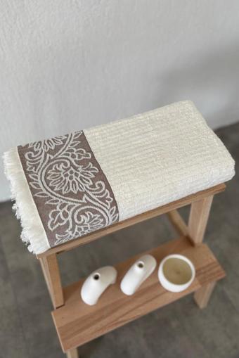 Sevim Bambu Banyo Havlusu - Püsküllü & Ekstra Yumuşak & Süper Emici - 70X140 Cm - Ekru