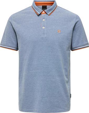 Only & Sons Erkek Onsfletcher Polo Yaka %100 Pamuk T-Shirt 22024827 Mavi