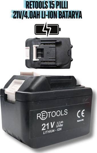 Retools 15 Pilli Li-İon Batarya 21V/4.0Ah Mavi