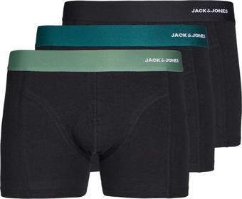 Jack & Jones Erkek Jacnıck 3'lü Boxer 12272454 Siyah-Yeşil