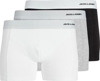 Jack & Jones Erkek Jacsense 3'lü Boxer 12276566 Siyah-Beyaz