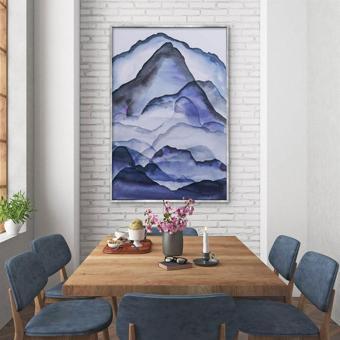 Blue Mountains Yağlı Boya Dokulu Tablo 60X90 Siyah Çerçeveli