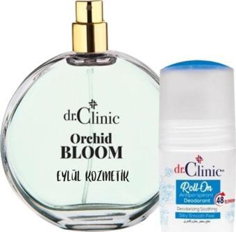 Dr.Clinic Orchid Bloom Kadın Parfüm 50 Ml & Dr.Clinic Antiperspirant DEO ROLL-ON Unisex - Mavi 75 ml