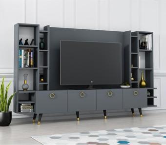 Mobilya Gezegeni Antrasit Pastel Tv Ünitesi Renk 220 Cm X2125