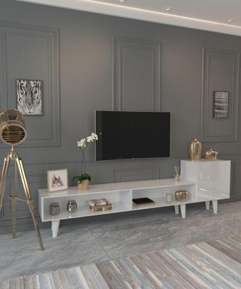 Mobilya Gezegeni Fulla Tv Ünitesi 210 Cm Beyaz Tv Ünitesi