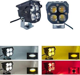 Offroad sis lambası kırmızı gündüz ledli çakarsız 7.8 x 7.8 x 7.1cm set 12-60v /  LASS366-1