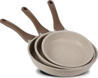 Thermoad 3'lü Granit Döküm Tava Seti 20cm-24cm-28cm Vizon