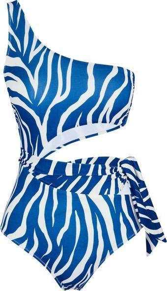 Kadın Moda Atma Kap Askılı Brazilian Yaka Tek Omuz Cut Out Pencereli Regular Mayo