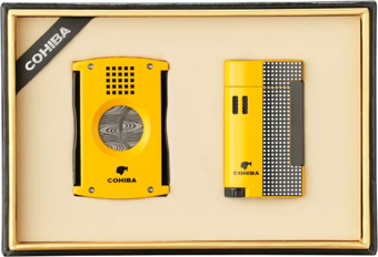Cohiba Limitli Seri Kesici Çakmak İkili Sarı Puro Seti