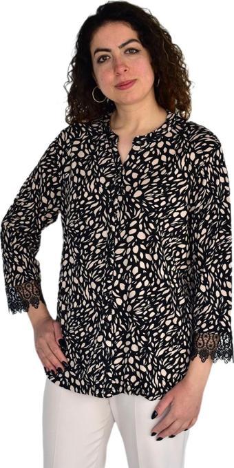 Kadın Leopar Desen Baskılı Viscon Bluz BGL-ST04281