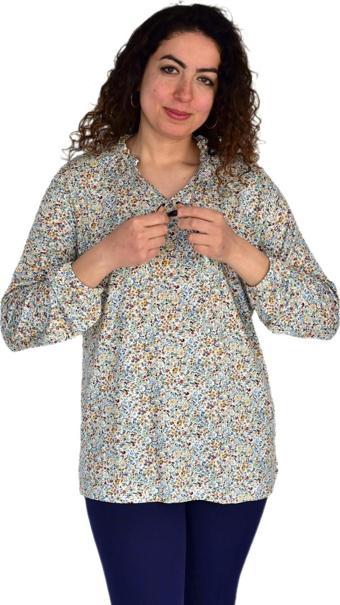 Kadın Çiçek Baskılı Desen Viscon Bluz BGL-ST04292