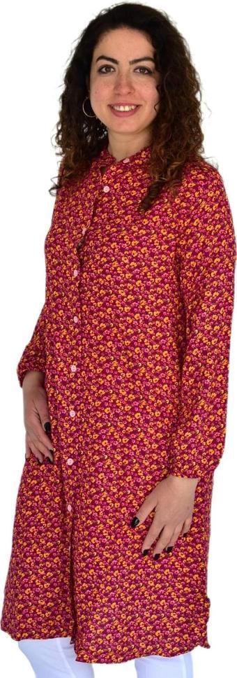 Kadın Uzun Çiçek Baskılı Desen Viscon Bluz BGL-ST04290