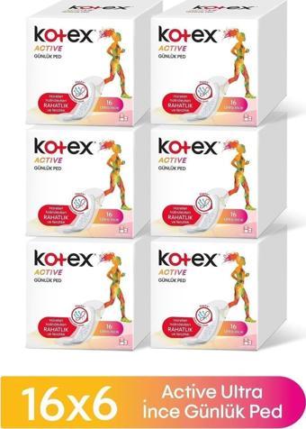 Kotex Active Günlük Ped 16'Lı X 6 Adet