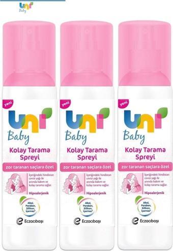 Uni Baby Uni Baby Kolay Saç Tarama Spreyi 200Ml (3 Lü Set) Zor Taranan Saçlara Özel