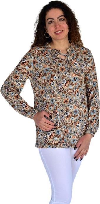 Kadın Çiçek Baskılı Desen Viscon Bluz BGL-ST04293
