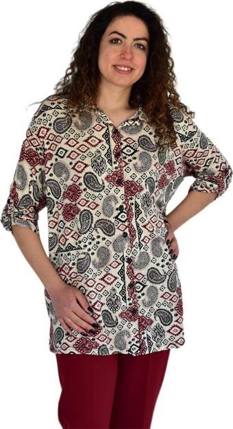 Kadın Büyük Beden Viskon Bluz BGL-ST04253
