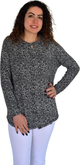 Kadın Baskılı Düğmeli Viscon Bluz BGL-ST04267