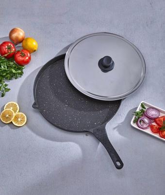Kaliteli Granit Döküm Lapos Balık Tavası 34 cm