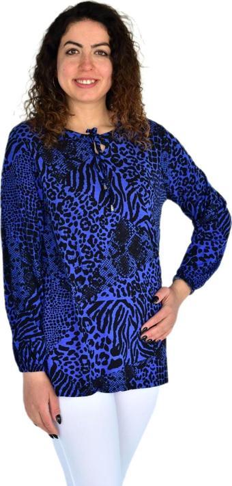 Kadın Leopar Desen Baskılı Viscon Bluz BGL-ST04287