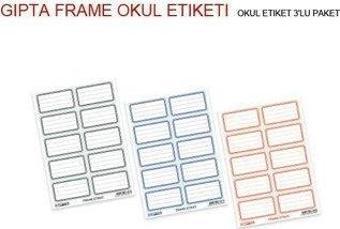 Gıpta-Frame Kırmızı Okul Etiketi-3 Yp.