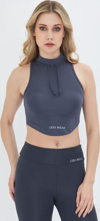 Lesa Wear Soft Touch Bedene Oturan İp Detaylı Sporcu Crop Sütyeni