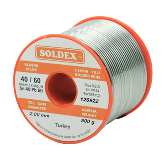 Soldex Lehim Teli 2mm Sn60 Pb40 500Gr