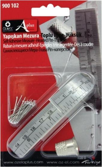 Öz-El Yapışkan Mezura, Yüksük  Ve Toplu İğne Seti, 100 Cm Mezura