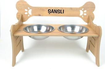 Kademeli Köpek Mama Standı (8 mm MDF) (1000 ML Çelik)