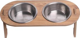 Kedi & Köpek Mama Standı ikili (8 mm MDF)(ÇELİK)(OVAL EĞİMLİ Modeli )