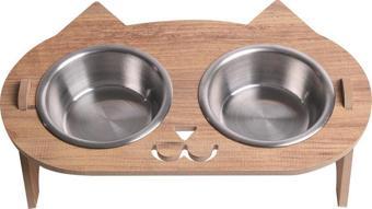 Kedi Mama Standı (8 mm MDF)(ÇELİK)( EĞİMLİ KEDİ Modeli )