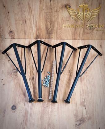 By Hakan Aşkın 40 Cm Metal Siyah Sehpa Firkete Ayağı Ve Takımı 4 Lü