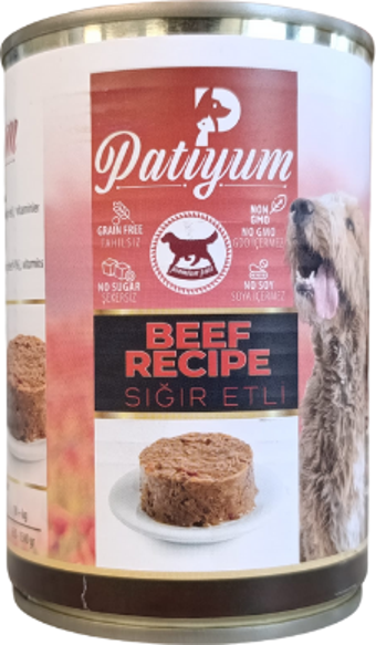 Patiyum Sığır Etli 415 gr Yetişkin Konserve Köpek Maması 6 Adet