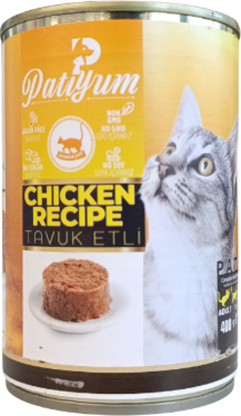 Patiyum Tavuklu 400 Gr Yetişkin Konserve Kedi Maması 6 Adet
