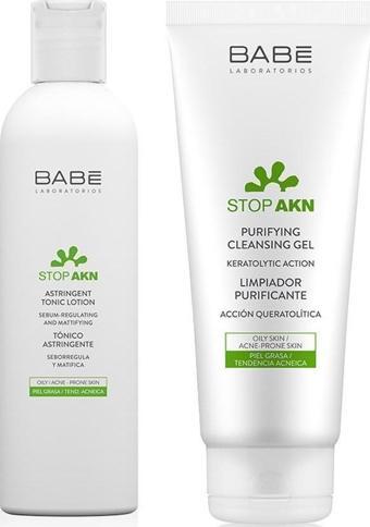 BABE StopAkn Astringent Tonic Lotion 250 ml + Babe Stop Akn Arındırıcı Yüz Temizleme Jeli 200 ml Paketi