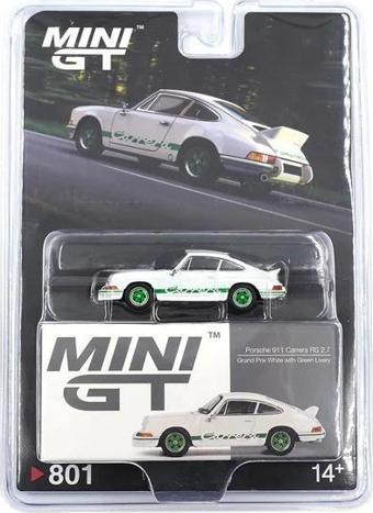 Mini GT 801 Porsche 911 Carrera RS 2.7 Grand Prix White with Green Livery - Blister Paket