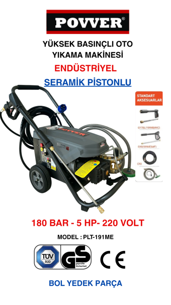 POWER Yüksek Basınçlı Yıkama Makinesı (3700 W-5HP-180 BAR)