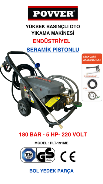 POWER Yüksek Basınçlı Yıkama Makinesı (3700 W-5HP-180 BAR)